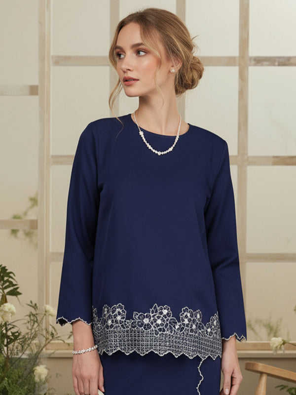 BAJU KURUNG KEDAH AGNES (NAVY BLUE)